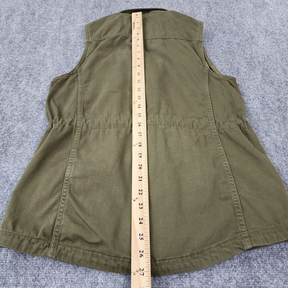 Lucky Brand Vest Womens XS Green Full Zip Button Military Style Cargo Pockets - Picture 6 of 16